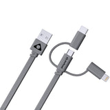 Stuffcool Trish 3 in 1 Cable 3A Type-C, Lightning & Micro USB Cable