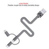 Stuffcool Trish 3 in 1 Cable 3A Type-C, Lightning & Micro USB Cable